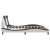 Estructura cama con LED cuero sintético blanco negro 200x200 cm