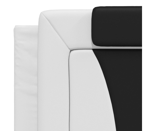 Estructura cama con LED cuero sintético blanco negro 200x200 cm