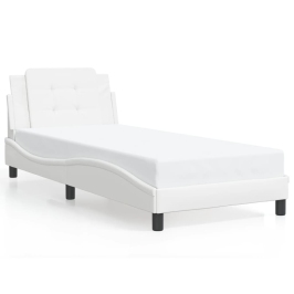 Estructura cama con luces LED cuero sintético blanco 80x200 cm