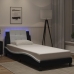 Estructura cama con LED cuero sintético negro blanco 80x200 cm