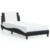 Estructura cama con LED cuero sintético negro blanco 80x200 cm