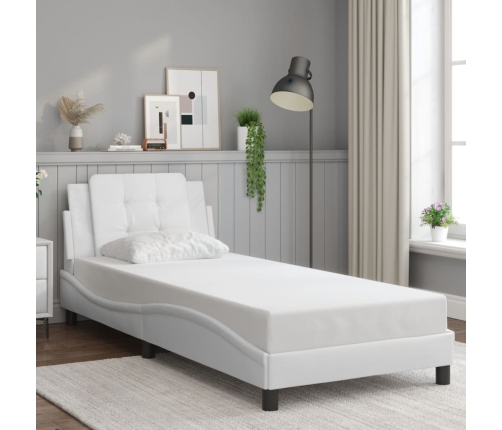 vidaXL Estructura cama con luces LED cuero sintético blanco 90x190 cm