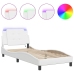 vidaXL Estructura cama con luces LED cuero sintético blanco 90x200 cm