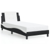 Estructura cama con LED cuero sintético negro blanco 90x200 cm