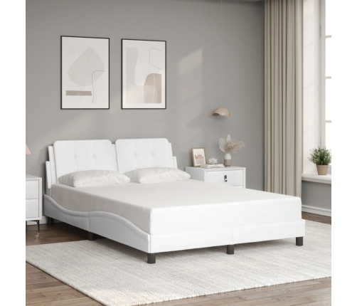 vidaXL Estructura cama con luces LED cuero sintético blanco 120x200 cm