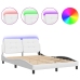 Estructura cama con luces LED cuero sintético blanco 140x190 cm