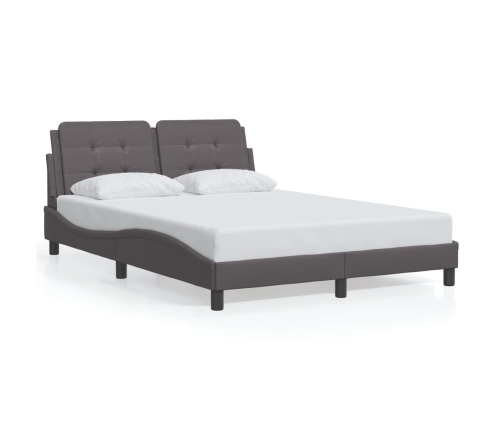 vidaXL Estructura cama con luces LED cuero sintético gris 140x190 cm