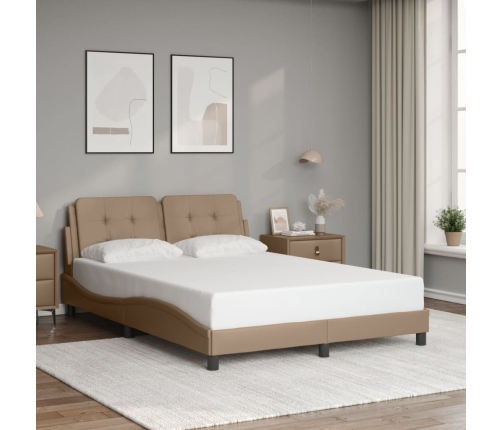 Estructura de cama con LED cuero sintético capuchino 140x190 cm