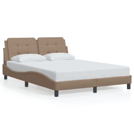 Estructura de cama con LED cuero sintético capuchino 140x190 cm