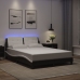 Estructura de cama luces LED cuero PE negro y blanco 140x190 cm