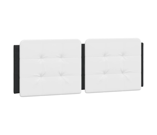 Estructura de cama luces LED cuero PE negro y blanco 140x190 cm