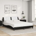 Estructura de cama con luz LED cuero PE negro blanco 160x200 cm