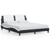 Estructura de cama con luz LED cuero PE negro blanco 160x200 cm