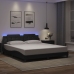 Estructura cama LED sin colchón cuero sintético negro 180x200cm