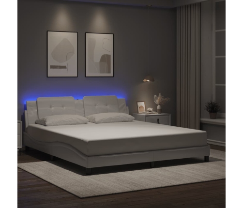 Estructura de cama con LED sin colchón blanco 180x200 cm