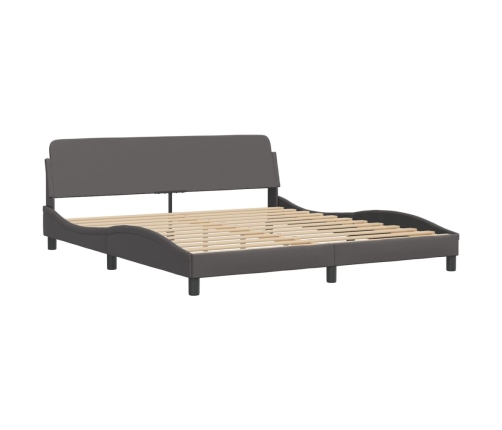 vidaXL Estructura de cama con luz LED cuero sintético gris 180x200 cm