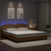 Estructura de cama con luz LED cuero PE capuchino 180x200 cm