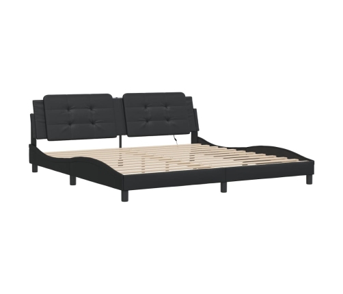 vidaXL Estructura cama con luces LED cuero sintético negro 200x200 cm