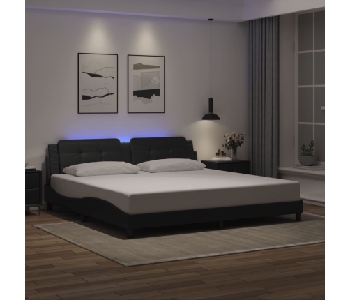 vidaXL Estructura cama con luces LED cuero sintético negro 200x200 cm