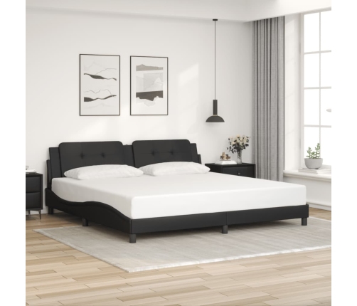 vidaXL Estructura cama con luces LED cuero sintético negro 200x200 cm