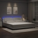 Estructura cama con luces LED cuero sintético blanco 200x200 cm