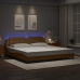 Estructura de cama con LED cuero sintético capuchino 200x200 cm