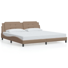 Estructura de cama con LED cuero sintético capuchino 200x200 cm