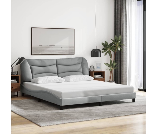 Estructura de cama con luz LED tela gris oscuro 180x200 cm