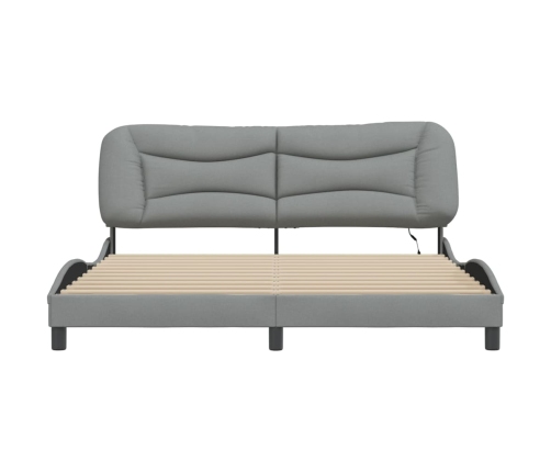 Estructura de cama con luz LED tela gris oscuro 180x200 cm