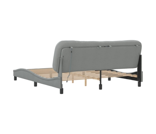 Estructura de cama con luz LED tela gris oscuro 180x200 cm