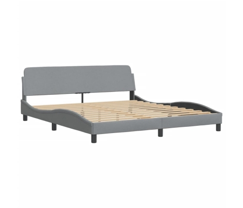 Estructura de cama con luz LED tela gris oscuro 180x200 cm