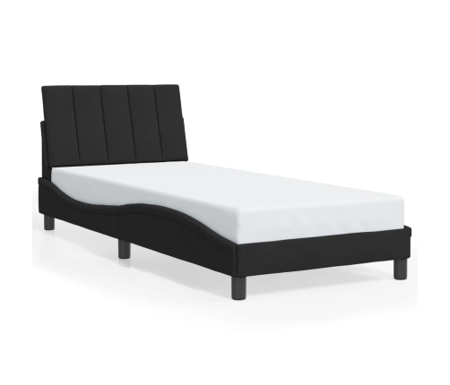 Estructura de cama con luz LED terciopelo negro 90x190 cm