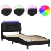 Estructura de cama con luz LED cuero sintético negro 90x190 cm