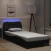 Estructura de cama con luz LED cuero sintético negro 90x190 cm