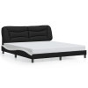 Estructura cama con LED cuero sintético negro blanco 180x200 cm