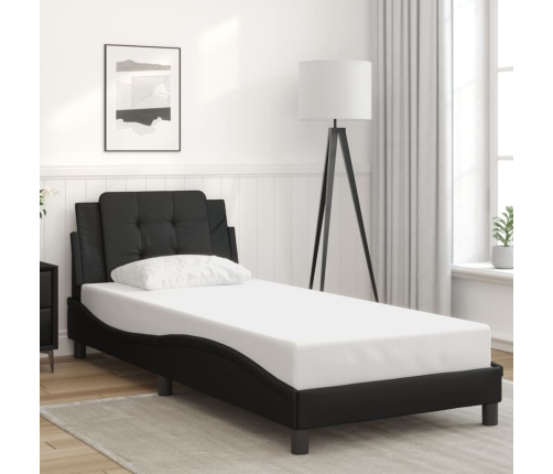 vidaXL Estructura de cama con luz LED cuero sintético negro 90x190 cm