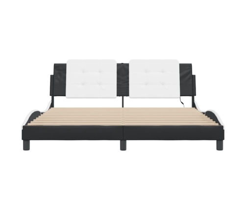 vidaXL Estructura cama con LED cuero sintético negro blanco 180x200 cm