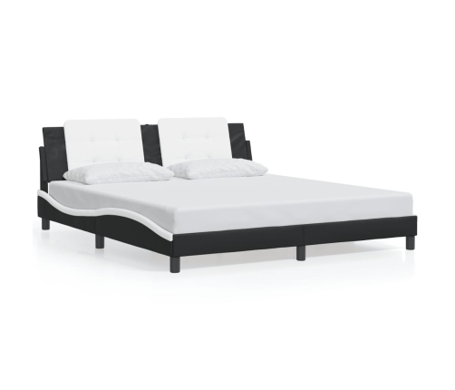 vidaXL Estructura cama con LED cuero sintético negro blanco 180x200 cm