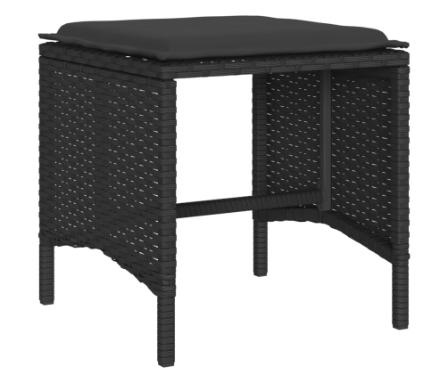 Set de sofás de jardín 6 piezas y cojines ratán sintético negro