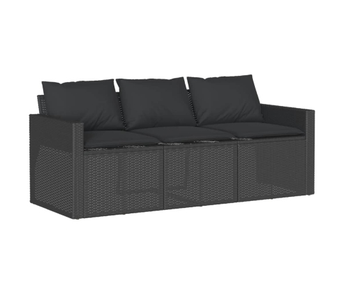 Set de sofás de jardín 6 piezas y cojines ratán sintético negro