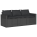 Set de sofás de jardín 6 piezas y cojines ratán sintético negro