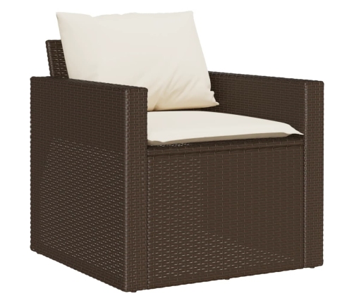 Set sofás de jardín 6 piezas y cojines ratán sintético marrón