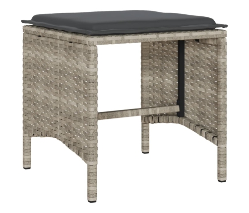 Set de sofás de jardín 6 pzas y cojines ratán sintético gris