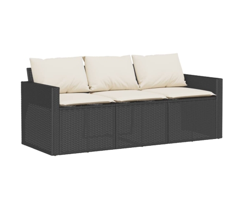 Set de sofás de jardín 6 piezas y cojines ratán sintético negro
