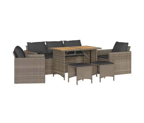 Set de muebles de jardín 6 pzas y cojines ratán sintético gris