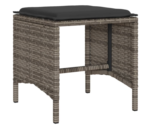 Set de muebles de jardín 6 pzas y cojines ratán sintético gris