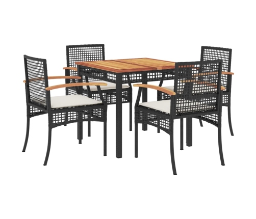 Set de muebles jardín 5 pzas con cojines ratán sintético negro