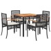 Set de muebles jardín 5 pzas con cojines ratán sintético negro