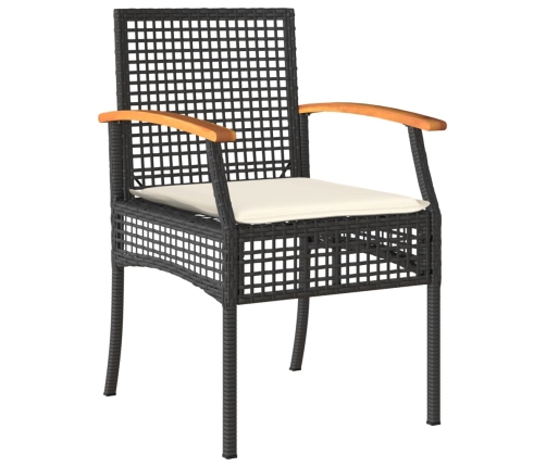 Set de muebles jardín 5 pzas con cojines ratán sintético negro