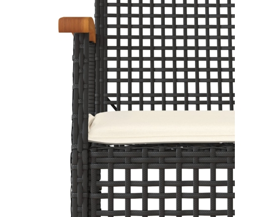 Set de muebles jardín 5 pzas con cojines ratán sintético negro
